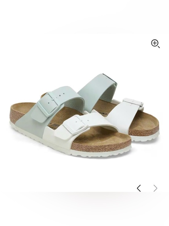 Birkenstock Shoes - Birkenstock Arizona Split - White/Surf Green